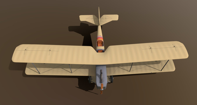 萊特兄弟飛機模型前頂視圖