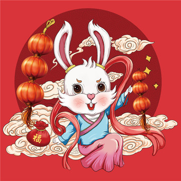 卡通國潮兔子