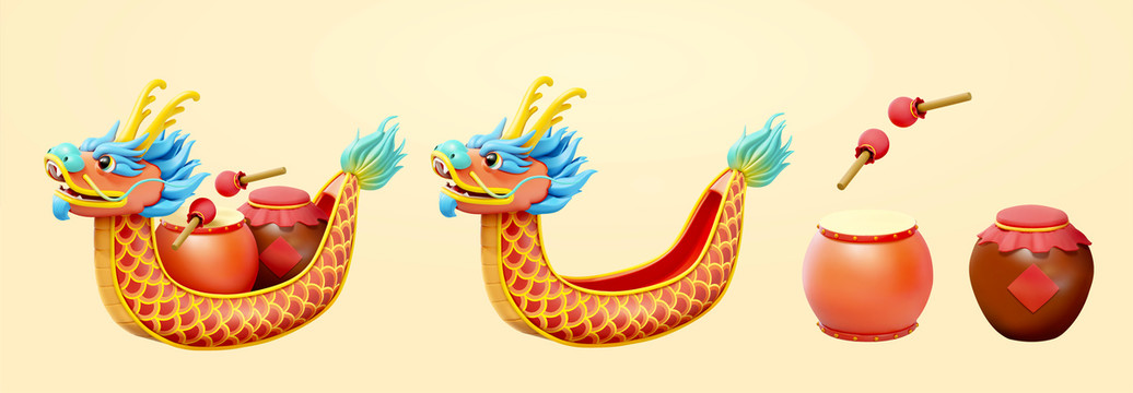 端午節(jié)龍舟三維素材