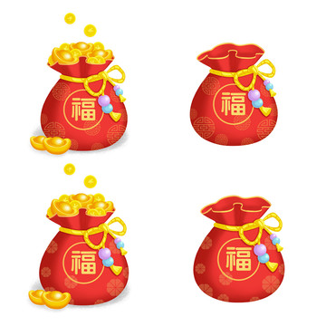 喜慶福袋元寶金幣招財元素