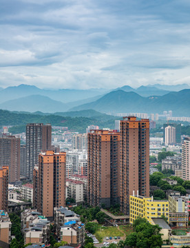 航拍湖南郴州城市风光