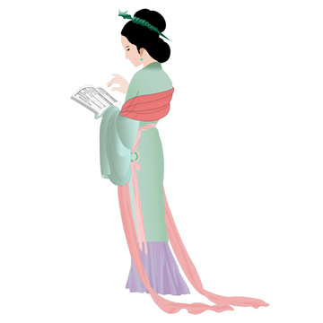 古代人物女詩(shī)人手繪插畫(huà)插圖