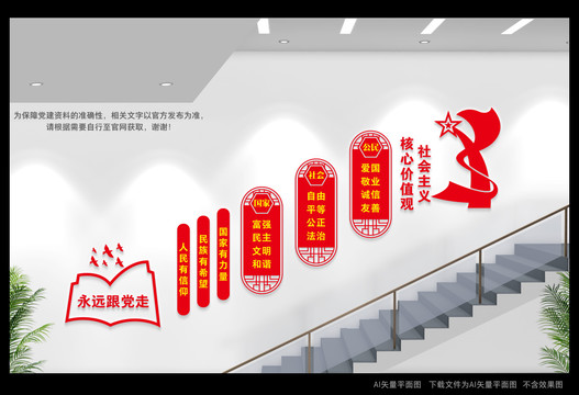 核心價(jià)值觀樓梯文化墻
