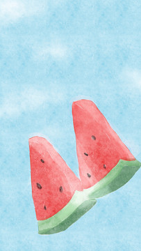 水彩畫(huà)西瓜