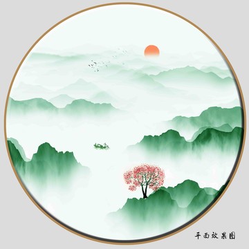 水墨綠水青山裝飾畫
