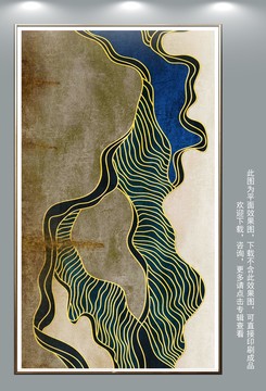 現(xiàn)代輕奢抽象金箔線條裝飾畫