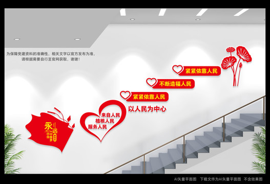 以人民為中心樓梯文化墻