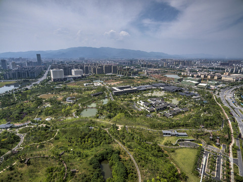 金华赤山公园全景航拍