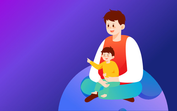 卡通兒童節(jié)父親節(jié)親子玩樂插畫
