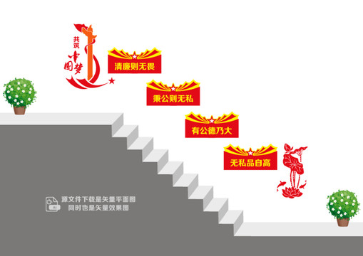 清廉樓梯文化墻