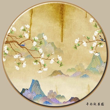 國(guó)潮古典花鳥(niǎo)酒店大堂裝飾畫(huà)