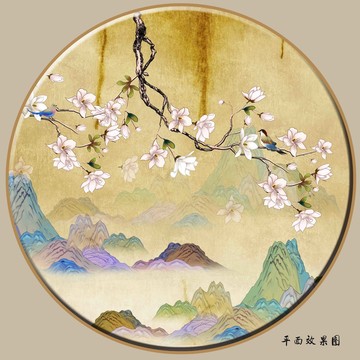 國(guó)潮古典花鳥酒店大堂裝飾畫
