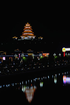 宝鸡石鼓阁夜景