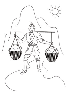 古代人物矢量線稿