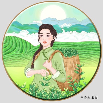 采茶包装插画