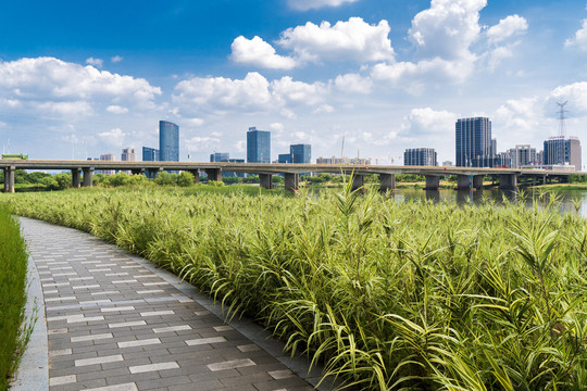 绍兴上虞曹娥江江滨城市景观