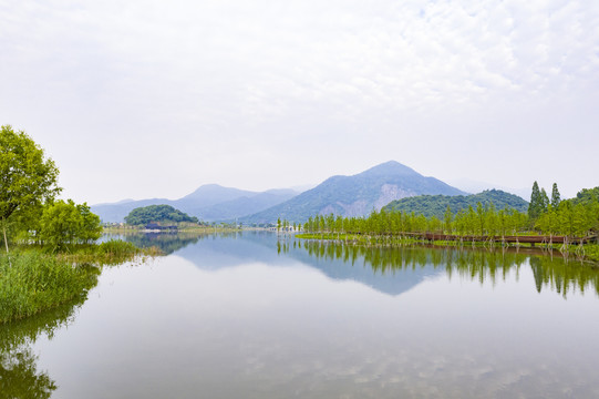 杭州西湖区铜鉴湖航拍