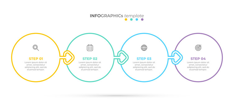 圆形线条四步骤信息图