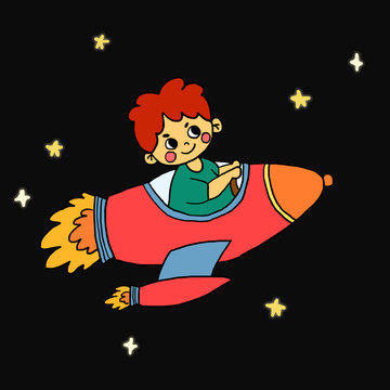 宇航員小孩插畫