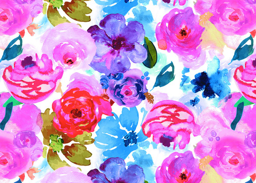 服裝印花衣裙水彩花朵圖案