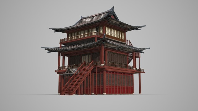 亞洲古建筑樓宇房屋商店客棧