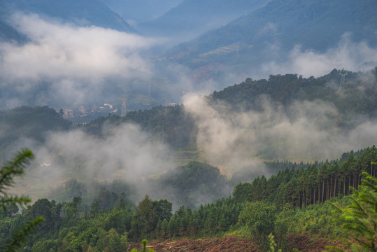 大山云雾雾景雾美丽唯美风景