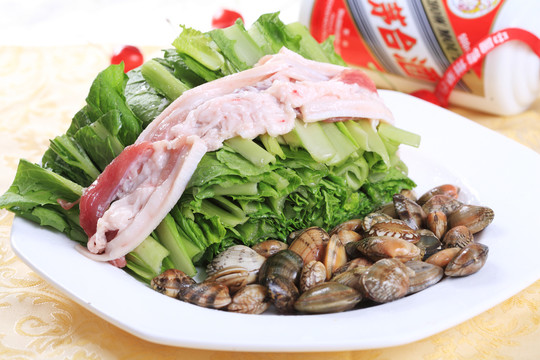小白菜炒蛤肉