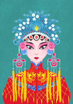 中國(guó)古風(fēng)戲曲人物京劇國(guó)潮插畫(huà)