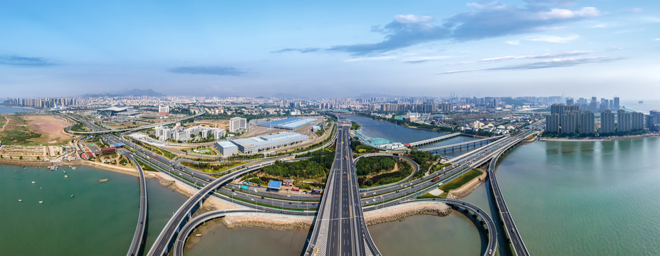 航拍中国青岛胶州湾跨海大桥