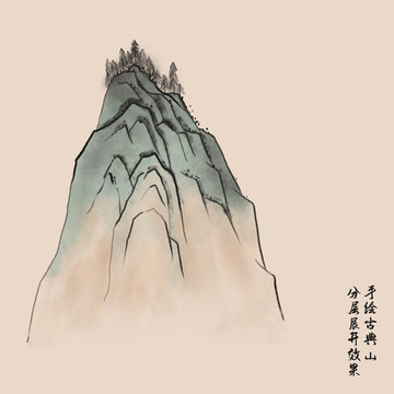 手繪復(fù)古山水畫