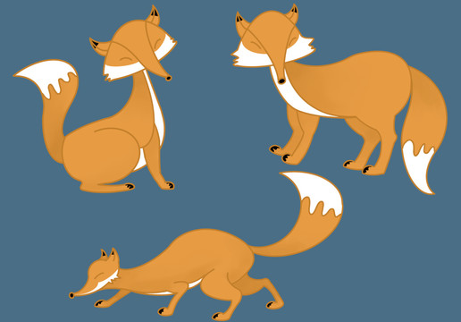 三只狐狸狐狸素材插画动物