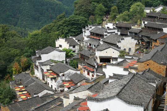 婺源篁岭徽派建筑晒秋人家景色