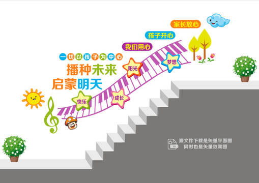 幼兒園文化階梯墻