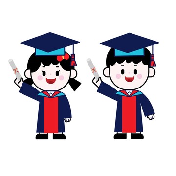 卡通小朋友兒童博士服畢業(yè)照