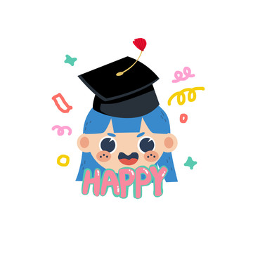 畢業(yè)季小女孩頭像插畫