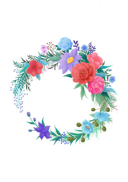 插畫小清新植物花環(huán)免摳素材