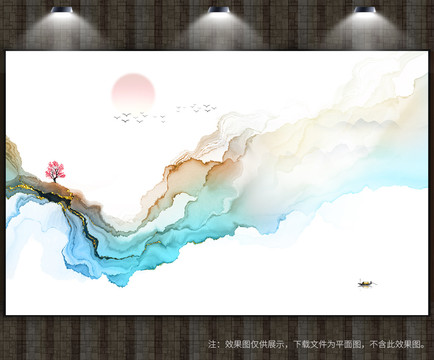 高端背景墻水墨山水圖