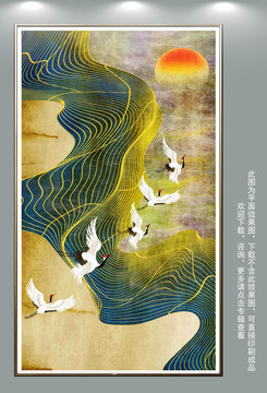 線條屏風(fēng)壁畫