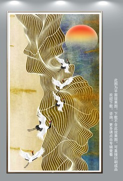 金箔畫輕奢線條裝飾畫