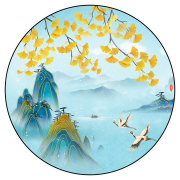 銀杏國(guó)潮山水畫(huà)