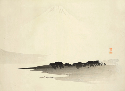 富士山水墨国画小品