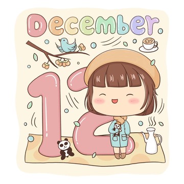 手繪可愛卡通手賬12月貼紙