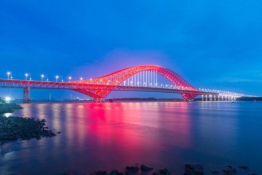 南沙明珠湾大桥夜景全貌