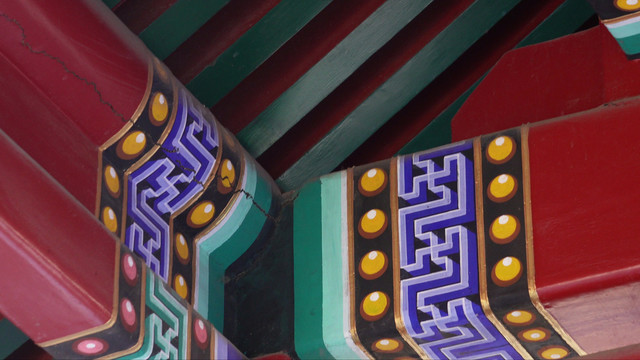 雕花彩绘长廊紫竹院公园