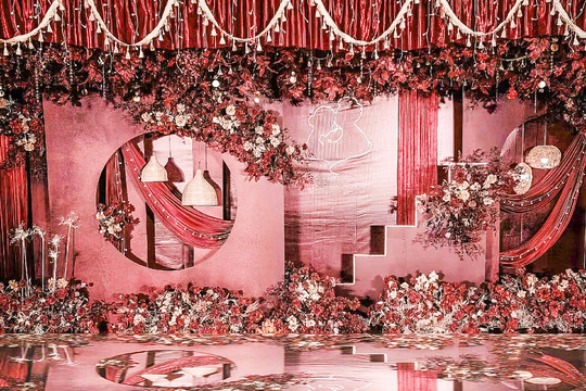 粉红调婚礼布置
