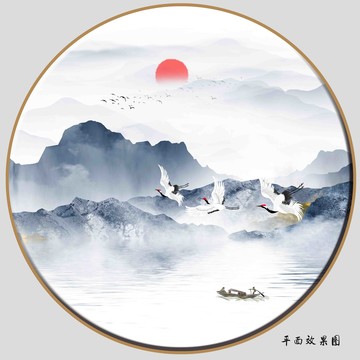 圓形水墨畫