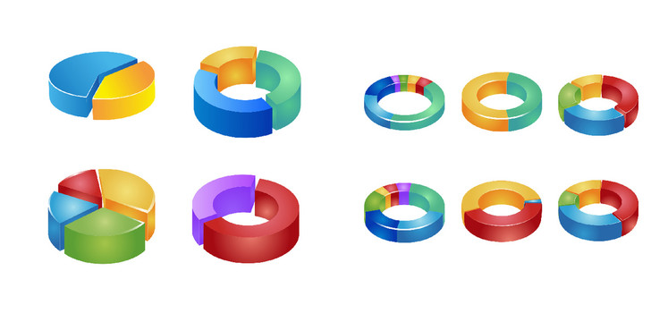 彩色酷炫3D饼图业务信息图表