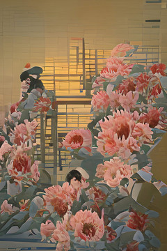中國風花卉數(shù)碼印花