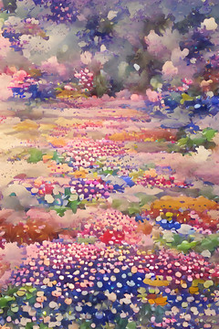 花卉繪畫抽象圖