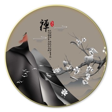 新中式水墨禅意茶室装饰画